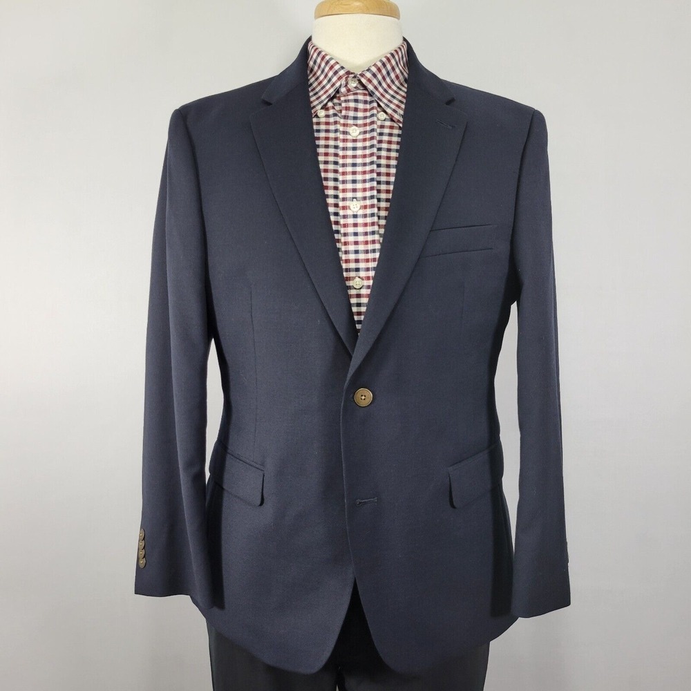 Tommy Hilfiger Men's Sport Coat‎ Blazer Two Button Deep Navy Wool Blend Size 42S